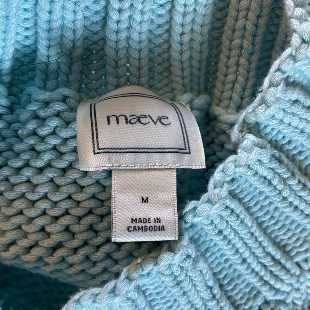 Anthropologie Maeve The Pippa Icon Mock-Neck Sweater Blue Snowflake M NEW Cozy - Picture 12 of 15
